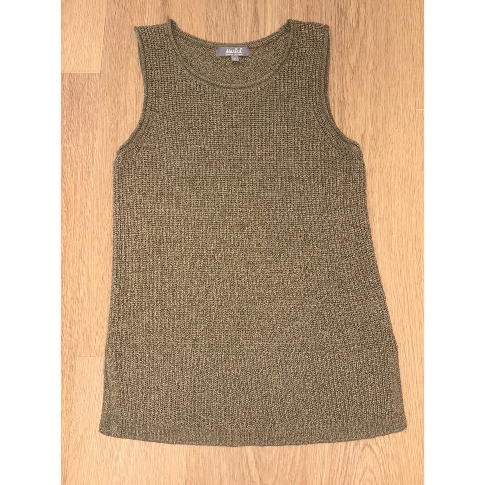 Marled Reunited clothing olive green knit long tank womens size medium